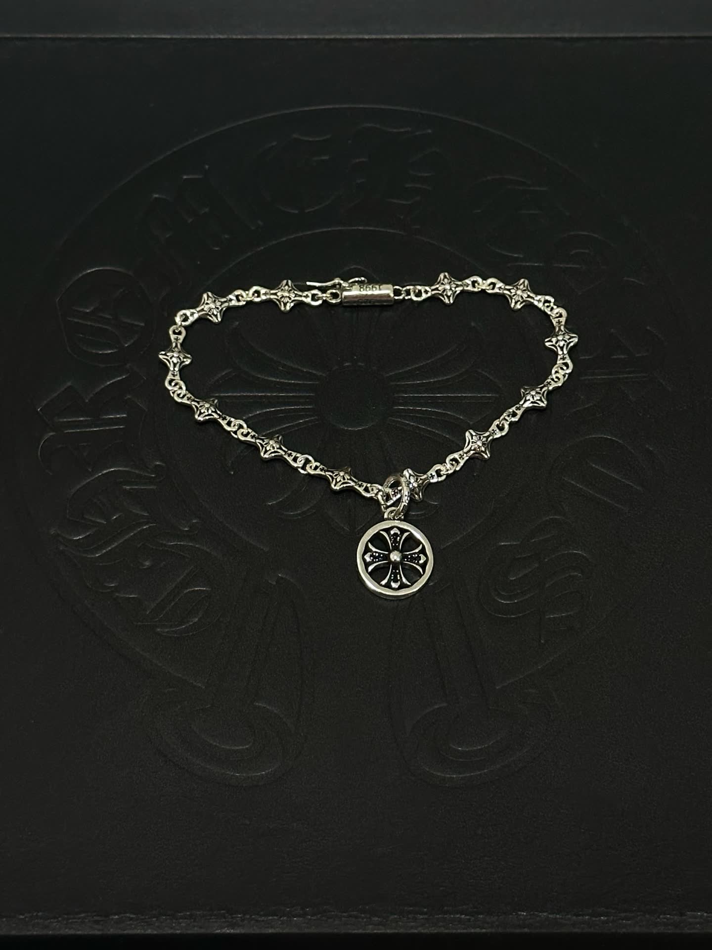 Chrome Hearts Silver Bracelet with Cross Charm